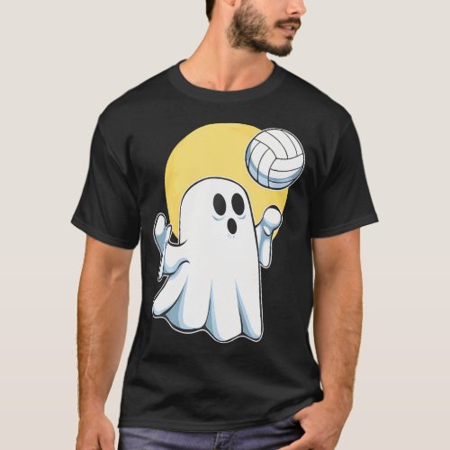 Ghost Volleyball Player Lazy Halloween Cute Sport T_Shirt