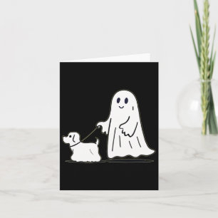 Ghost Walking Dog Ghostie Funny Halloween Dog Love Card