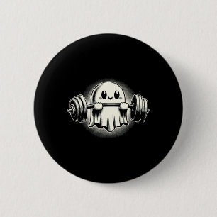 Ghost Weightlifting Funny Ghost Workout Halloween Button