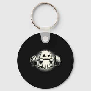 Ghost Weightlifting Funny Ghost Workout Halloween Keychain