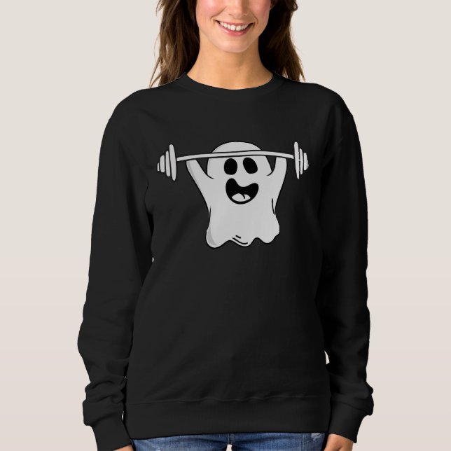 Ghost Weightlifting Halloween Fitness Gym Workout Sweatshirt (Front)