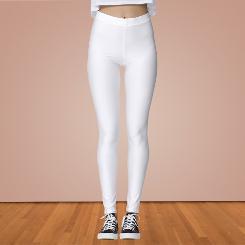 Ghost White Solid Color Leggings