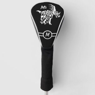 Ghost White Styracosaurus  with Tribal War Paint Golf Head Cover