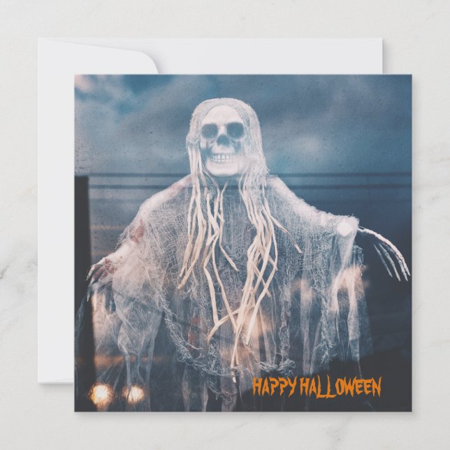 Ghost Wish Happy Halloween Personalized  Card (Front)