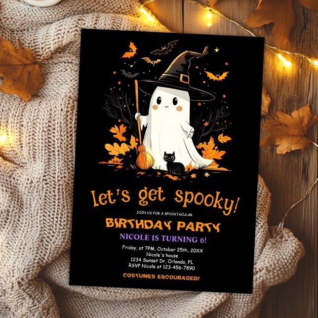 Ghost Witch Birthday Party Halloween Invitation (Ghost Witch Birthday Party Halloween Invitation)