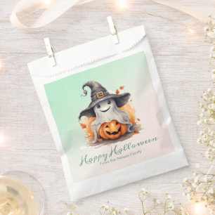 Ghost Witches Hat Jack-O' Lantern Happy Halloween Favor Bag