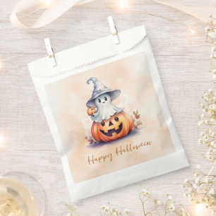Ghost Witches Hat Jack-O' Lantern Happy Halloween Favor Bag