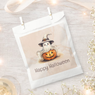 Ghost Witches Hat Jack-O' Lantern Happy Halloween Favor Bag