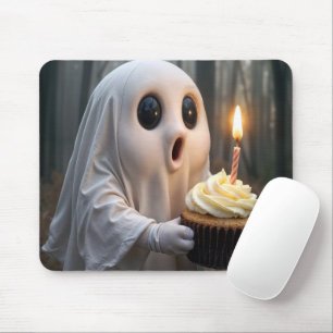 Ghost With a Birthday Cupcake Mouse Pad
