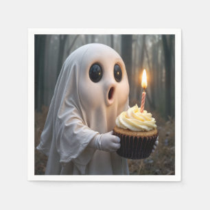 Ghost With a Birthday Cupcake Napkins