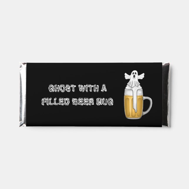 GHOST WITH A FILLED BEER MUG HERSHEY BAR FAVORS (Front)