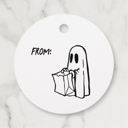 Ghost with Bag Trick or Treat Favor Tags