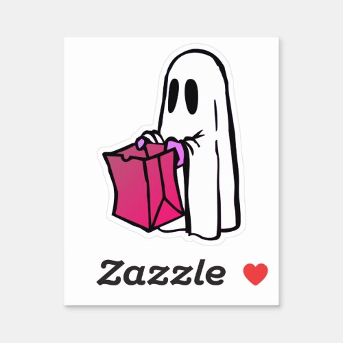 Ghost with Bag Trick or Treating Brownie Sticker