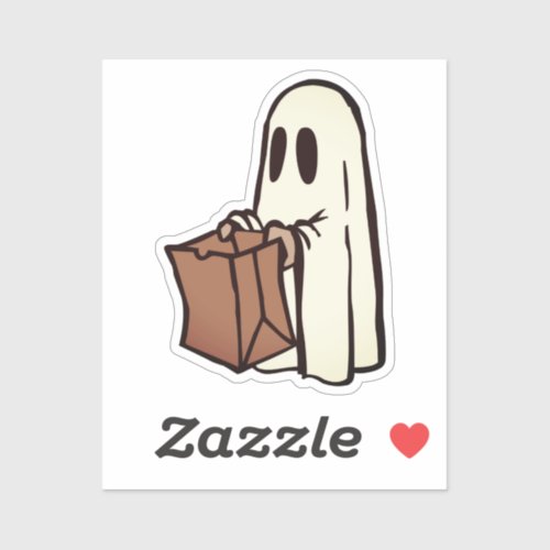 Ghost with Bag Trick or Treating Brownie Sticker