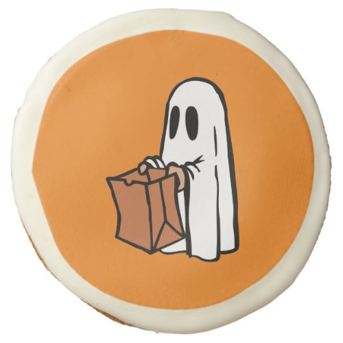 Ghost with Bag Trick or Treating Brownie Sugar Cookie