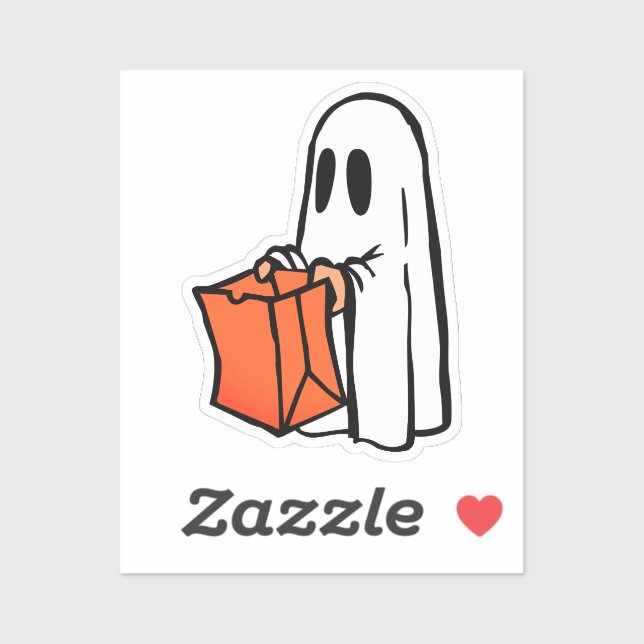 Ghost with Bag Trick or Treating Halloween Sticker (Sheet)