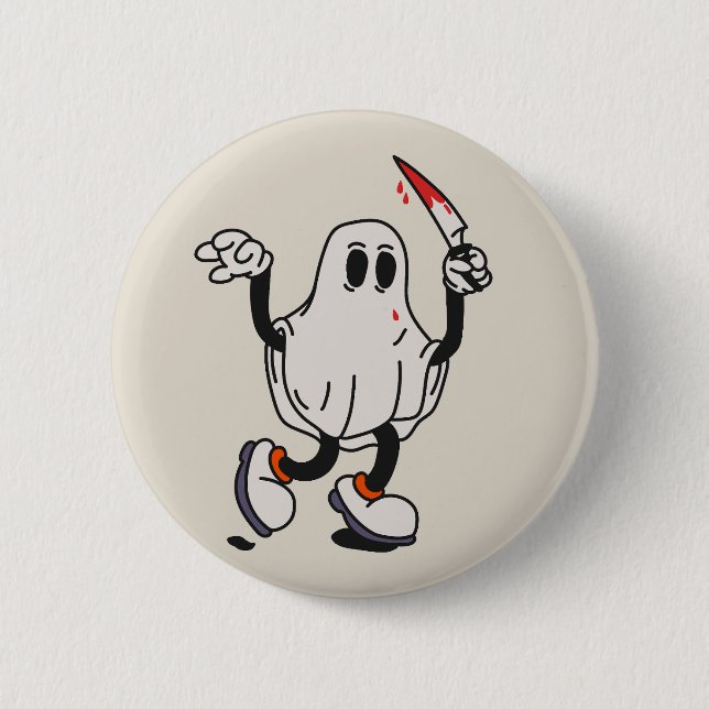 Ghost with blood knife button (Front)