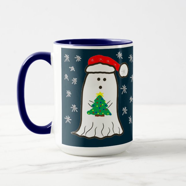 Ghost with Christmas Tree Mug (Left)