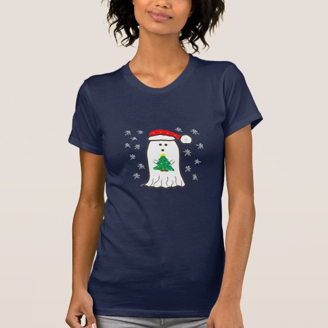 Ghost with Christmas Tree T-Shirt (Front)
