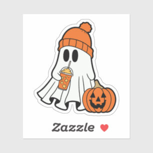 Ghost with Hat and Latte Sticker, Pumpkin Spice Gh Sticker