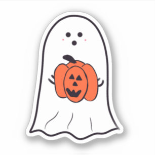 Ghost with Jack-o-Lantern Sticker