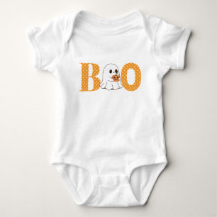 Ghost With Pumpkin Boo Baby First Halloween Bodysuit