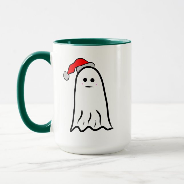 Ghost with Santa Hat  Mug (Left)