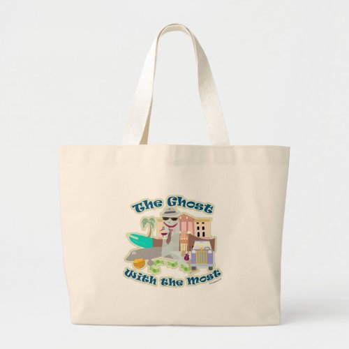 Ghost With The Most Spooky Fun Slogan Large Tote Bag