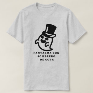 Ghost with top hat and Spanish text