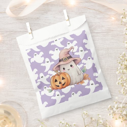 Ghost with Witches Hat Cute Happy Halloween Favor Bag