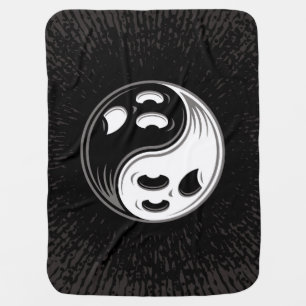 Ghost Yin Yang Black and White Baby Blanket