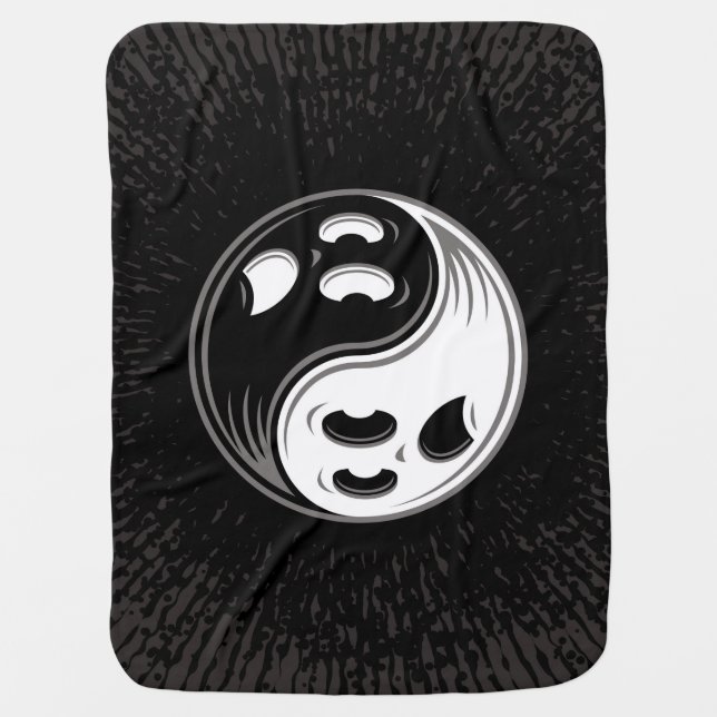 Ghost Yin Yang Black and White Baby Blanket (Front)