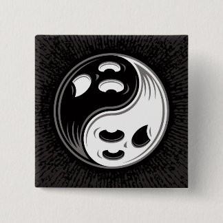 Ghost Yin Yang Black and White Button