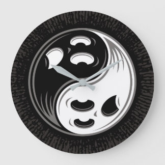 Ghost Yin Yang Black and White Large Clock