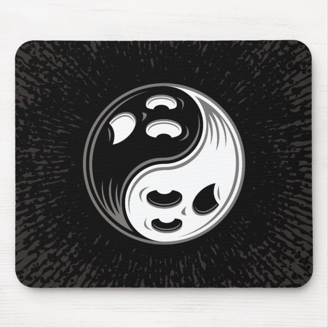 Ghost Yin Yang Black and White Mouse Pad (Front)