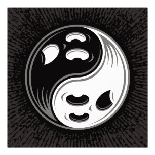 Ghost Yin Yang Black and White Photo Print