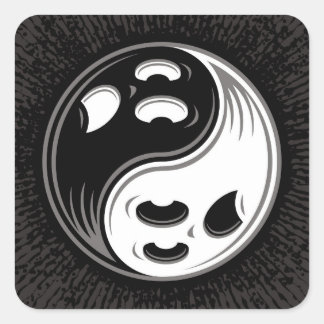 Ghost Yin Yang Black and White Square Sticker