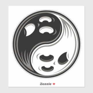 Ghost Yin Yang Black and White Sticker