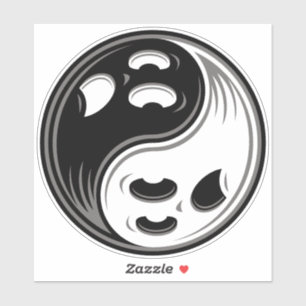 Ghost Yin Yang Black and White Sticker