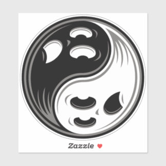 Ghost Yin Yang Black and White Sticker