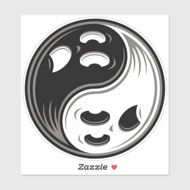 Ghost Yin Yang Black and White Sticker (Sheet)