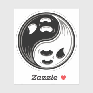 Ghost Yin Yang Black and White Sticker