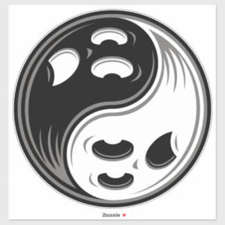 Ghost Yin Yang Black and White Sticker