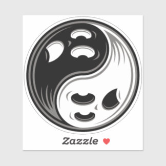Ghost Yin Yang Black and White Sticker