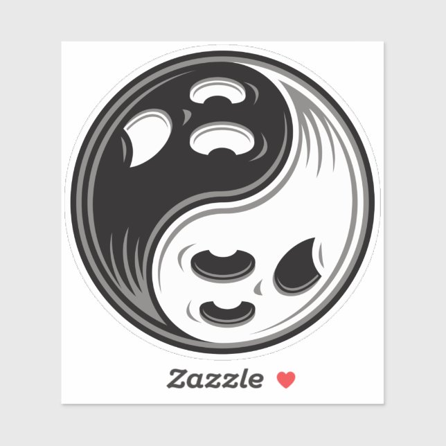 Ghost Yin Yang Black and White Sticker (Sheet)