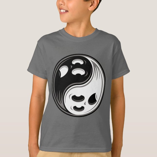 Ghost Yin Yang Black and White T-Shirt (Front)