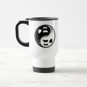 Ghost Yin Yang Black and White Travel Mug
