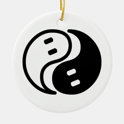 Ghost Yin Yang Ceramic Ornament