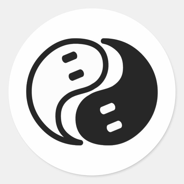 Ghost Yin Yang Classic Round Sticker (Front)