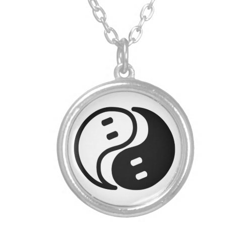 Ghost Yin Yang Silver Plated Necklace